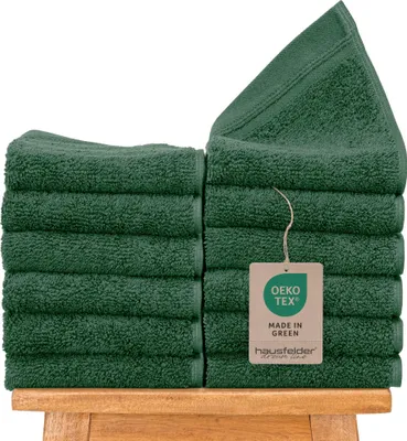 Produktbild von Hausfelder Gästehandtücher Set Premium Handtücher (Dunkelgrün, 12 Gästehandtücher 50x30cm)