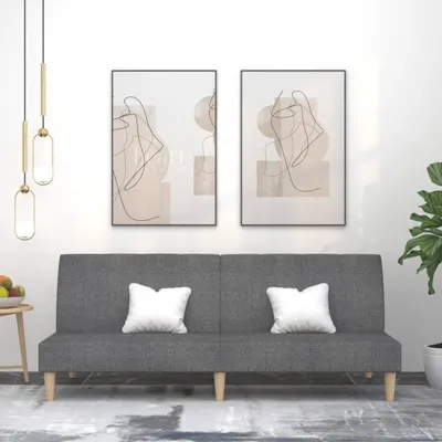 Produktbild von Design Schlafsofa 2-Sitzer Hellgrau Stoff, Schlafsofas 2024 Neu