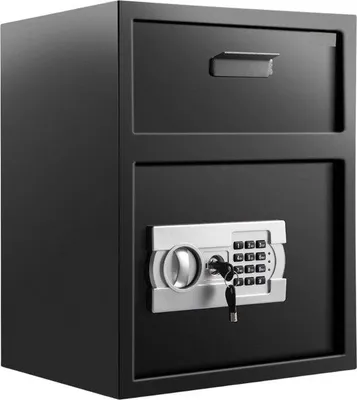 Immagine prodotto di Happyment Safe - Cassaforte ignifuga - Cassaforte elettronica con serratura a combinazione e chiave - Cassaforte per denaro - 42L - Nero