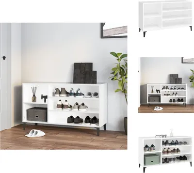 Immagine prodotto di vidaXL Portascarpe bianco lucido 102x36x60 cm in legno - Portascarpe e armadietti