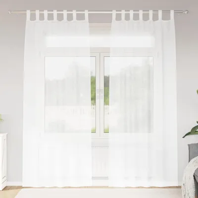 Image de Rideau en Voile 2 pcs Blanc 245 x 140 cm Polyester