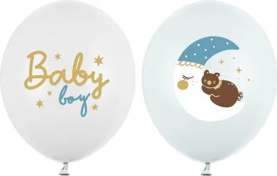 Image de Ballons pastel pour la baby shower de garçons, mélange d'oursons, 5 pièces.