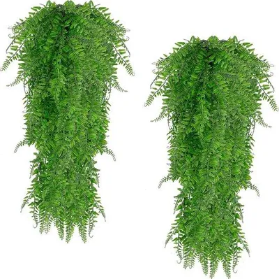 Imagen del producto de Juego de plantas artificiales con 2 compartimentos, 80 cm de largo, resistente a los rayos UV, hojas artificiales de planta trepadora, ideal para decoración interior y exterior