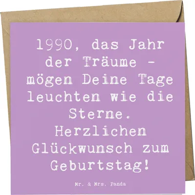 Produktbild von Mr. & Mrs. Panda Klappkarte Spruch 1990 Geburtstag Träume - Lavendeltraum - Geschenk, Grußkarte, Geburtstagsgeschenk, Geburtstagsfeier, faltkarte, Happy Birthday