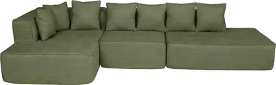 Produktbild von Sofa-Garnitur MCW-Q28, L-Sofa Couch Loungesofa, Stoff Chenille (270 g/m²) Liegefläche links 60x310x150cm  grün