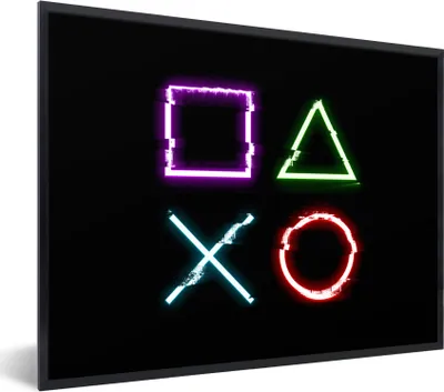 Produktbild von MuchoWow® Gerahmtes Poster Spiel - Controller - Tasten 80x60 cm - Poster mit Schwarzem Bilderrahmen Wandposter Rahmen Foto Bilder - Schwarzem - Mit Gestell
