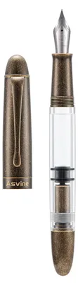 Image de Omgoods - Stylo plume rétro en laiton avec réservoir d'encre transparent