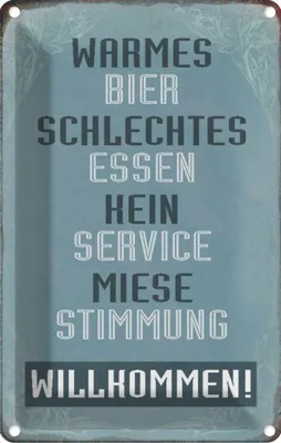 Produktbild von vianmo Blechschild 30x20 cm warmes Bier schlechtes Essen Trinken