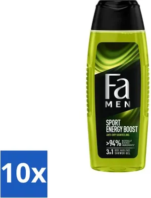 Produktbild von Fa Men – Sport Energy Boost – Duschgel – Für Körper, Haare & Gesicht – 250 ml - Vorteilspack - 10 Stücke
