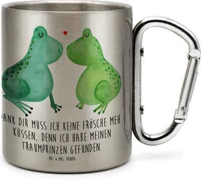 Produktbild von Mr. & Mrs. Panda Teetasse Frosch Liebe - Transparent - Geschenk, Thermobecher, Edelstahl-Thermobecher, Freundin, thermotasse, Becher Aus Edelstahl, Trinkbecher, Frösche