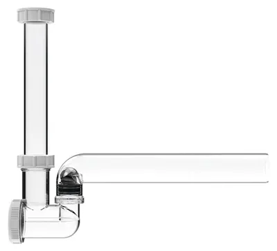 Obrázek produktu pro HL Hutterer & Lechner HL136T.3, kondenzační sifon, DN40, průhledný, vodorovný x 5/4" svislý, s vodním uzávěrem a mechanickou zápachovou uzávěrou, 1 ks.