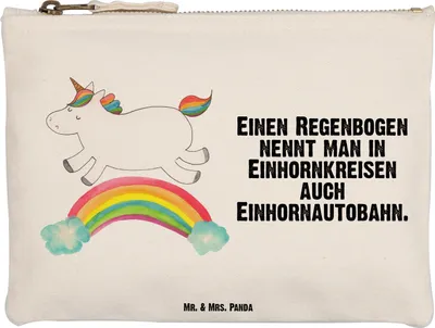 Produktbild von Mr. & Mrs. Panda kosmetiktäschchen Einhorn Regenbogen Größe M - Weiß - Geschenk, Erwachsenwerden, Pouch, Glitzer, Kulturbeutel, utensilientasche, pencil case, Unicorn