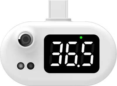 Productafbeelding van Slimme mobiele telefoon thermometer met infraroodsensor, LED-display, digitaal scherm, geschikt voor draagbaar gebruik, USB Type-C, wit