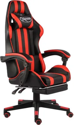Produktbild von Gaming-Stuhl mit Fußstütze Schwarz und Rot Kunstleder