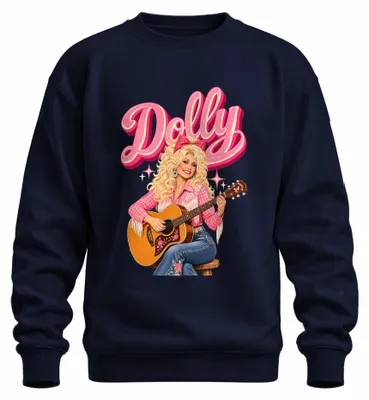 Produktbild von Dolly Parton Country Musik Sängerin Gitarre Cowgirl Western Sweatshirt Pullover, Navy, S
