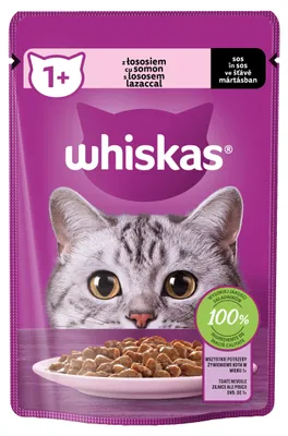 Obrázok produktu pre Whiskas Mokré krmivo pre dospelé mačky s lososovou omáčkou 85 G