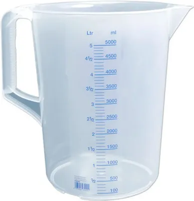 Produktbild von Hünersdorff Messkanne 5000ml Polypropylen Durchmesser 203 x Höhe 257mm blaue Skala 100:100 transparent - 939000