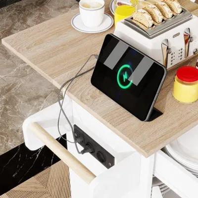 Immagine prodotto di Carrello da cucina mobile - Bianco - MDF - Isola da cucina multifunzionale - Carrello per la cucina