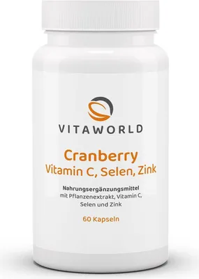Produktbild von Vitaworld Cranberry Vitamin C + Selen + Zink | 60 Kapseln | mit Proanthocyanidinen | vegan