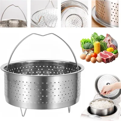 Imagen del producto de Vaporera de acero inoxidable 304, de 20 cm, con asa, para verduras y huevos