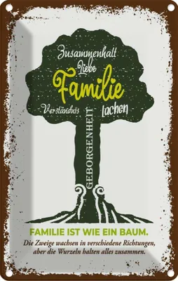 Produktbild von vianmo Blechschild 30x20 cm Familie ist wie ein Baum Spruch Zitat