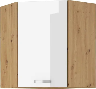 Immagine prodotto di Armadietto superiore ad angolo ADARA - 60x60 cm, bianco / rovere artisan