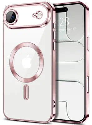 Produktbild von Weiche Klar Hülle für iPhone Air, Kameraschutz, Kompatibel mit MagSafe, Elektroplattiert TPU Handyhülle Pink