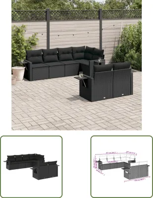 Produktbild von The Living Store 7-tlg. Garten-Sofagarnitur mit Kissen Schwarz Poly Rattan