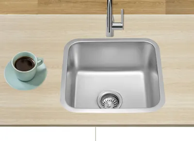 Obrázok produktu pre Preero- 45x45cm, kuchynský drez z nerezovej ocele 304, hrúbka materiálu: 0,8 mm, drez malý, vstavaný drez, drez, štvorcový, kempingový drez, vonkajší, 1 miska