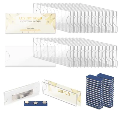Produktbild von Namensschilder, magnetisch, 75 x 32 mm - Kunststoff - 30 Stück - Starker Magnet - Selbstklebend - Professionelles Aussehen - Namensschilder