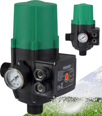 Produktbild von MONZANA® Pumpensteuerung Trockenlaufschutz 10 bar Druckschalter Hauswasserwerk Pumpendruckregler Pumpenschalter Druckwächter Baranzeige ohne Kabel