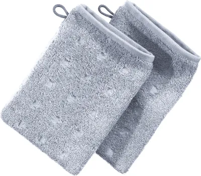 Produktbild von Möve Waschhandschuh Quadretti" 2er-Pack silber 15x20 cm"