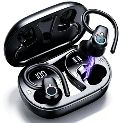 Produktbild von Bluetooth Kopfhörer Sport 2026 Kopfhörer Kabellos Bluetooth Ear Kopfhörer mit 6 ENC Noise Cancelling Mics 50Std Stereo Ohrhörer mit LED Anzeige USB-C IP7