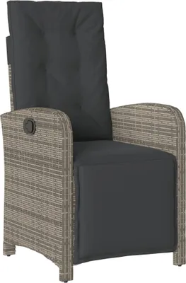 Produktbild von vidaXL Gartensessel mit Fußteil Verstellbar Grau Poly Rattan