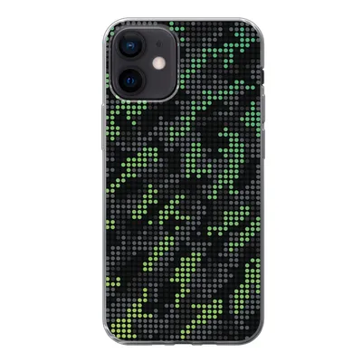 Produktbild von MuchoWow® Handyhülle Schutzhülle Hülle für iPhone 12 Camouflage-Muster aus grünen und grauen Punkten Silikon Softcase Handy Hülle - Schutzhülle