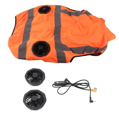 Obrázek produktu pro Chladná vesta Letní chladicí ventilátor Vesta Klimatizace Reflexní pruh Dobíjecí pracovní oblečení 5V Fluorescenční oranžová XL