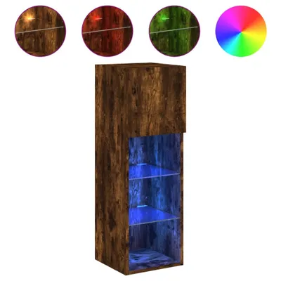 Produktbild von vidaXL TV-Schrank mit LED-Leuchten Räuchereiche 30,5x30x90 cm