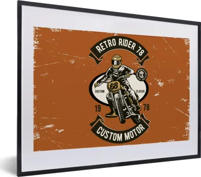 Produktbild von MuchoWow® MuchoWow® Gerahmtes Poster Motorrad - Retro - Zitat 40x30 cm - Poster mit zchwarzem Bilderrahmen - Bilderrahmen - Poster im Rahmen