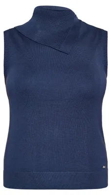Produktbild von Damen Strickweste mit elegantem Schalkragen aus weichem Material, Blau, Größe M