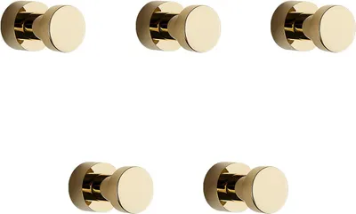 Produktbild von Goldene Handtuchhaken Set von 5 - Selbstklebend oder Wandmontage - Rostbeständig für Badezimmer und Küche