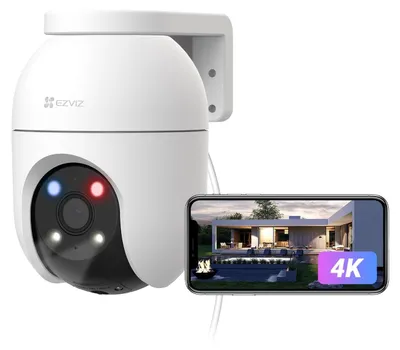 Immagine prodotto di Telecamera di sorveglianza WiFi esterno 4K 8MP - Rotazione 360 gradi - Visione notturna - IP65 impermeabile - Obiettivo 4 mm