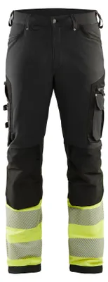 Produktbild von Blakläder High Vis Arbeitshose 4-Wege-Stretch ohne Werkzeugtaschen 1193, Farbe:Schwarz/High Vis Gelb, Größe:D124