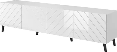 Obrázok produktu pre TV stolík 200 cm BERMEJO - biely / lesklý biely
