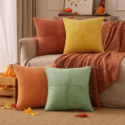 Immagine prodotto di Set di 4 federe decorative a coste, 45 x 45 cm