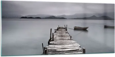 Produktbild von Bilder auf glas - Brücke See - 120x50cm - Glasbilder - Wandbilder - Bilder - Kunstdruck - zum Aufhängen bereit - Wanddekoration aus Glas - Glas Bilder - Wandbild auf Glas - Einteilig - GAB120x50-3547