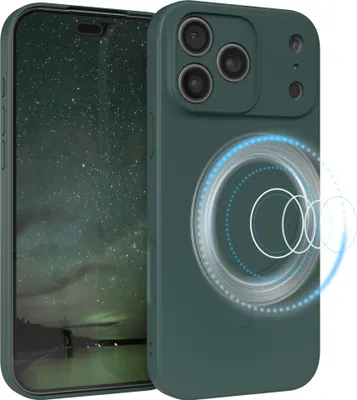 Produktbild von EAZY CASE - Silikonhülle magnetisch für Apple iPhone 17 Pro Max, Hülle Silikon, weich stoßfeste Magnet Handyhülle, Schutzhülle mit Kameraschutz, TPU Bumper in Grün