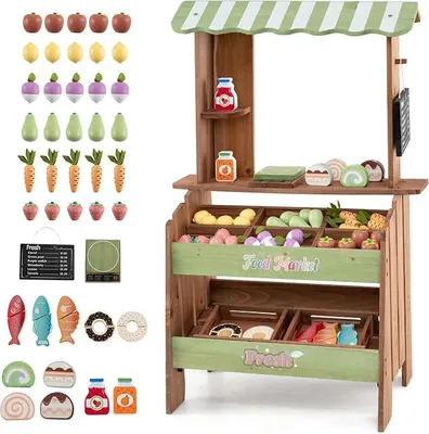 Imagen del producto de Tienda de comestibles para niños, con balanza, pizarra y 43 accesorios