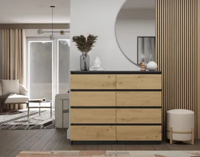 Obrázok produktu pre Komoda, šírka 120/140 cm, 8 zásuviek