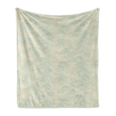 Produktbild von ABAKUHAUS Abstrakt Weich Flanell Fleece Decke, Bergige Landschaft Kunst, Gemütlicher Plüsch für den Innen- und Außenbereich, 125 x 175 cm, Eischale und Pale Sage Grün