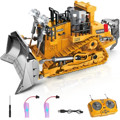 Image de RC Bulldozer, 9 canaux en métal RC Véhicule de construction jouet avec son léger